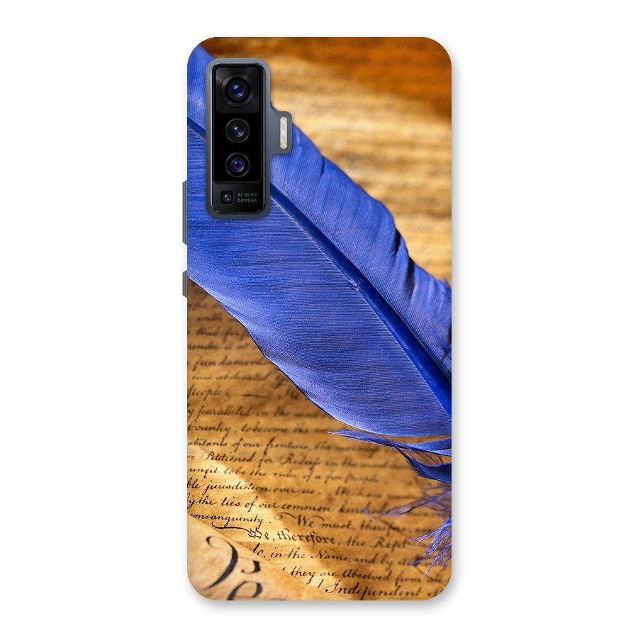 Beautiful Blue Feather Back Case for Vivo X50