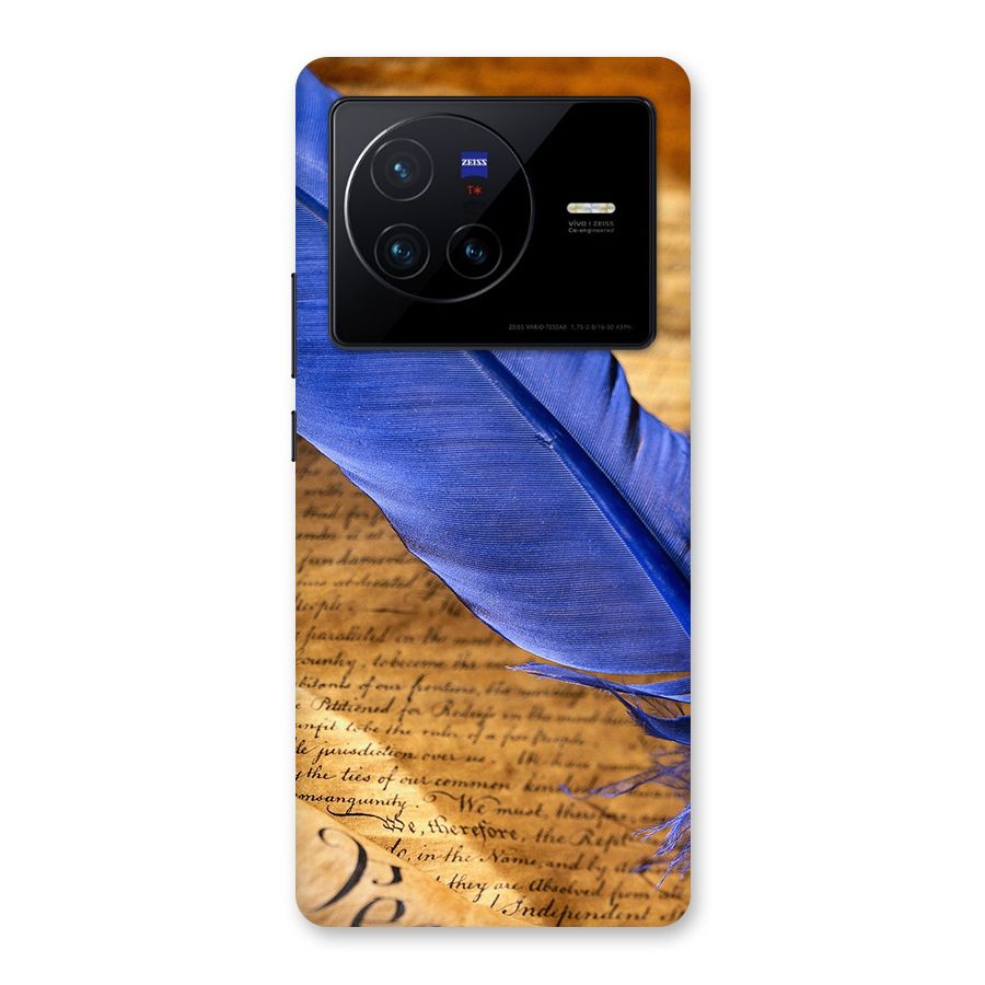 Beautiful Blue Feather Back Case for Vivo X80
