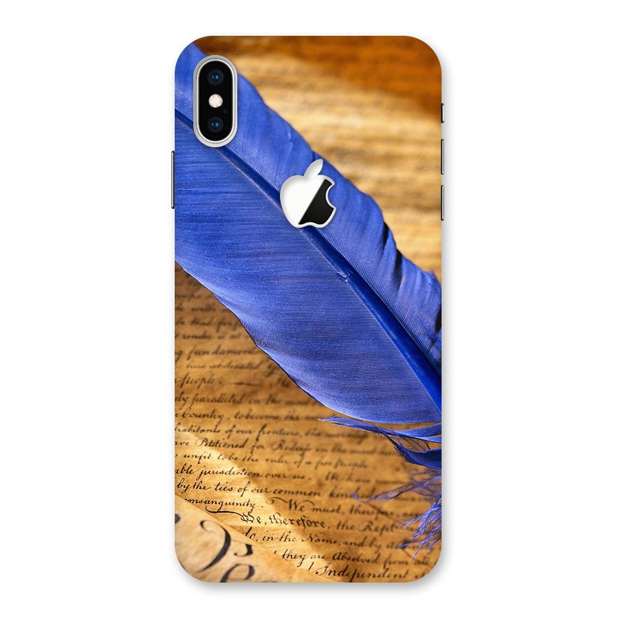Beautiful Blue Feather Back Case for iPhone XS Max Apple Cut