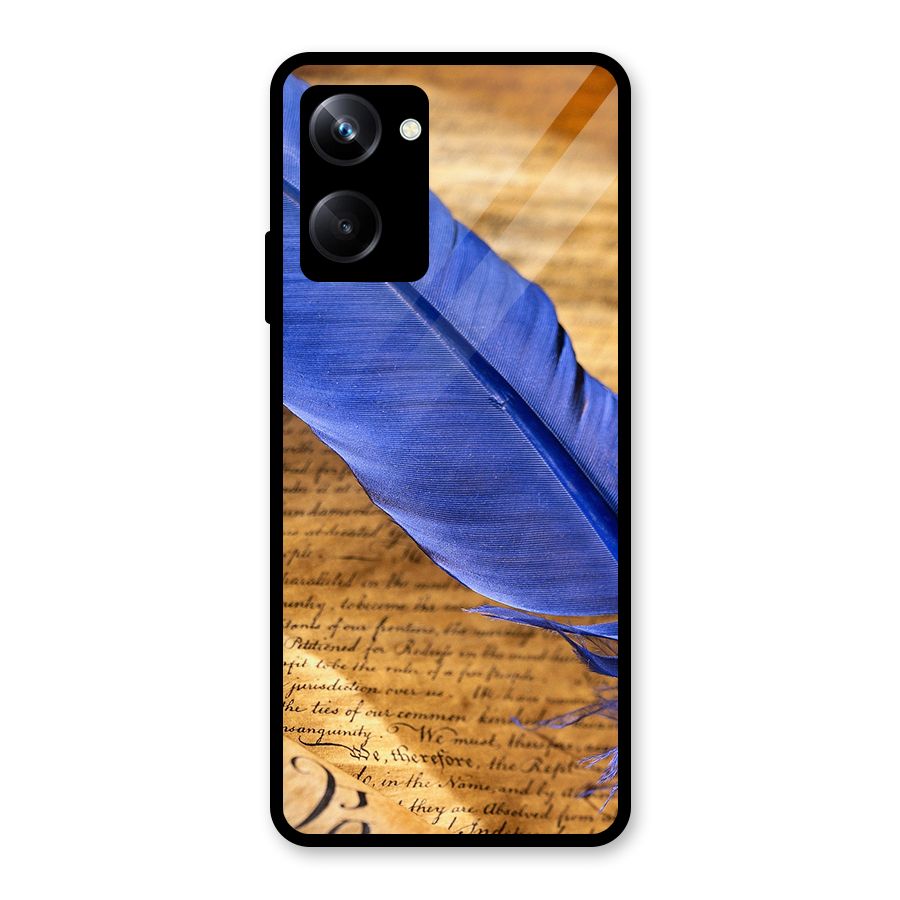 Beautiful Blue Feather Glass Back Case for Realme 10 Pro