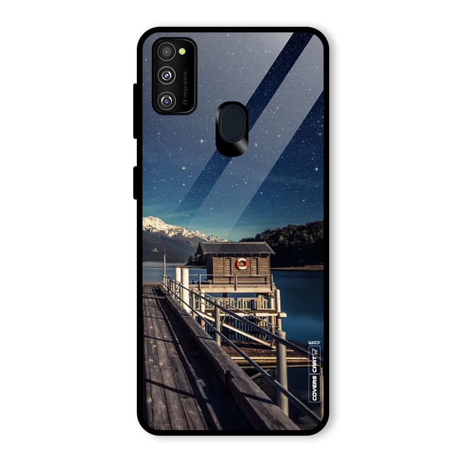 Beautiful Dock Hut Glass Back Case for Galaxy M30s