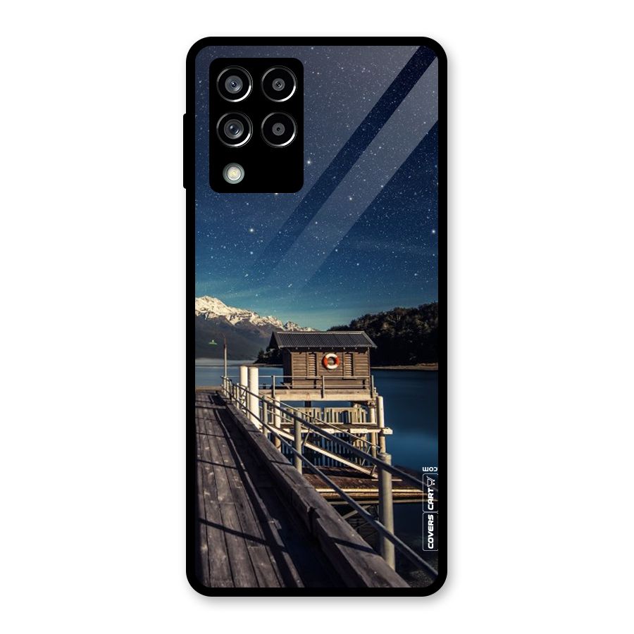 Beautiful Dock Hut Glass Back Case for Galaxy M53 5G