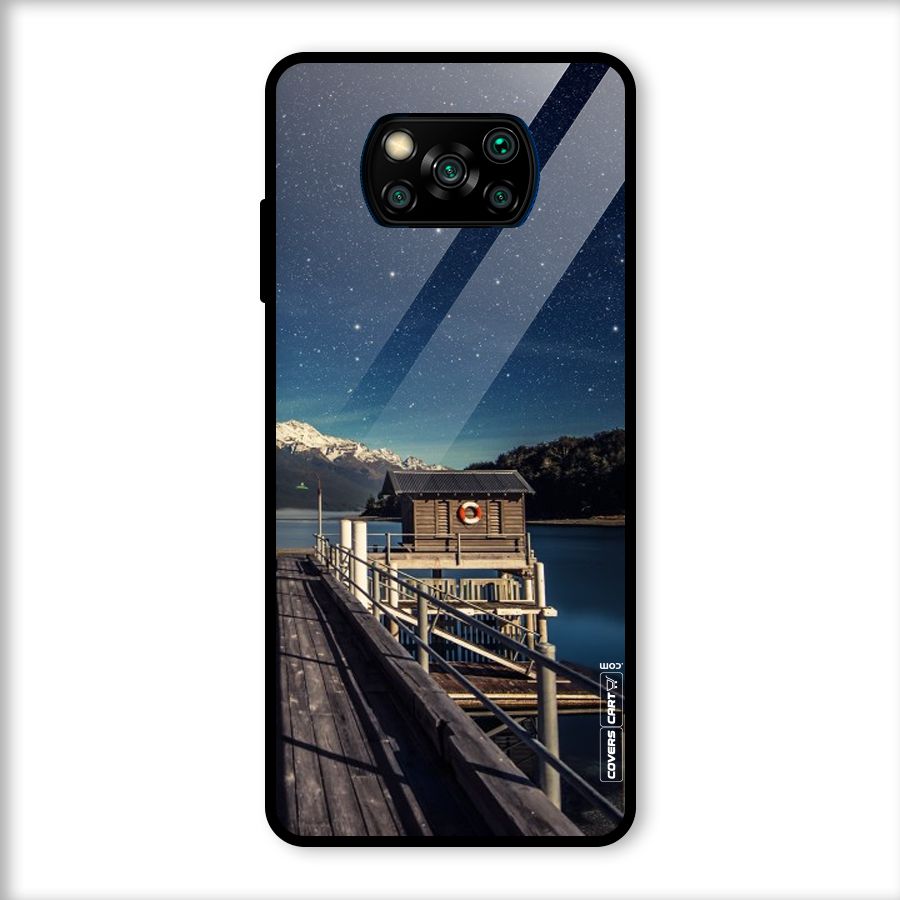 Beautiful Dock Hut Glass Back Case for Poco X3