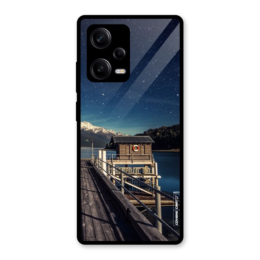 Beautiful Dock Hut Glass Back Case for Redmi Note 12 Pro