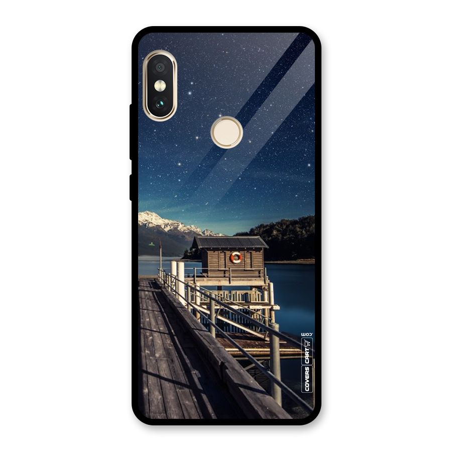 Beautiful Dock Hut Glass Back Case for Redmi Note 5 Pro