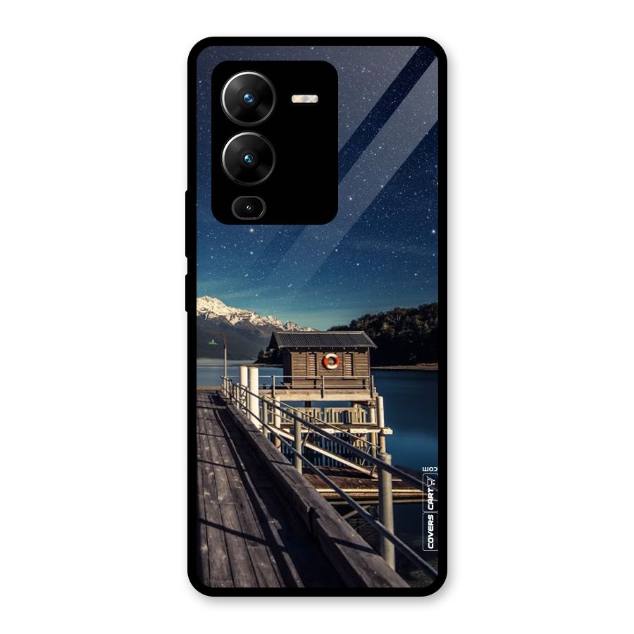 Beautiful Dock Hut Glass Back Case for Vivo V25 Pro