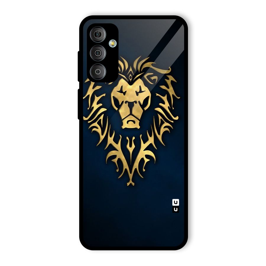 Beautiful Golden Lion Design Glass Back Case for Galaxy F23
