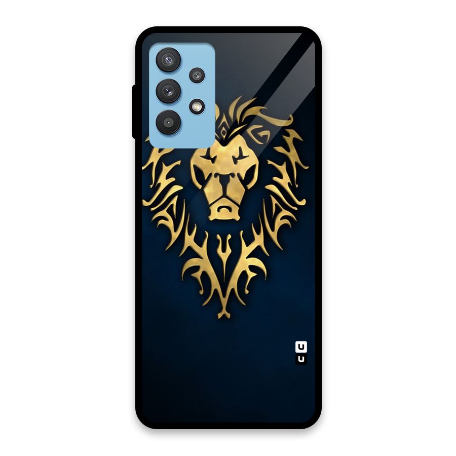 Beautiful Golden Lion Design Glass Back Case for Galaxy M32 5G