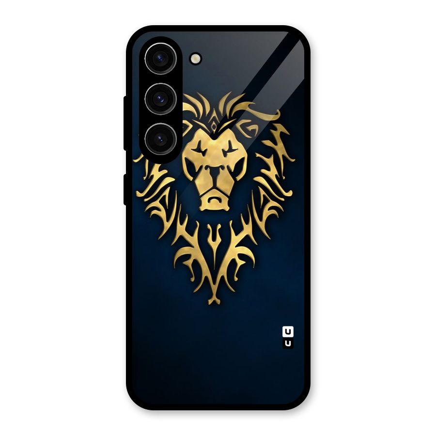 Beautiful Golden Lion Design Glass Back Case for Galaxy S23