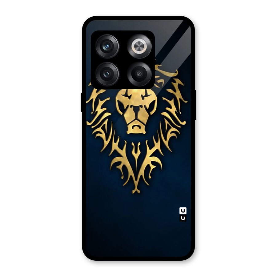 Beautiful Golden Lion Design Glass Back Case for OnePlus 10T