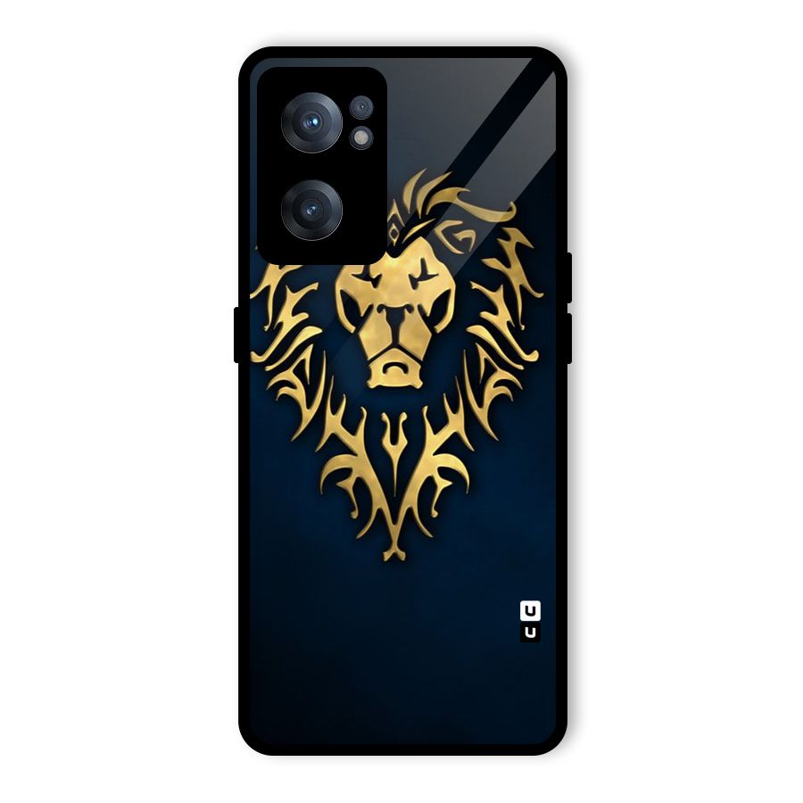 Beautiful Golden Lion Design Glass Back Case for OnePlus Nord CE 2 5G