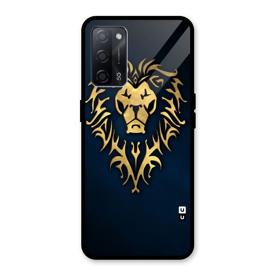 Beautiful Golden Lion Design Glass Back Case for Oppo A53s 5G