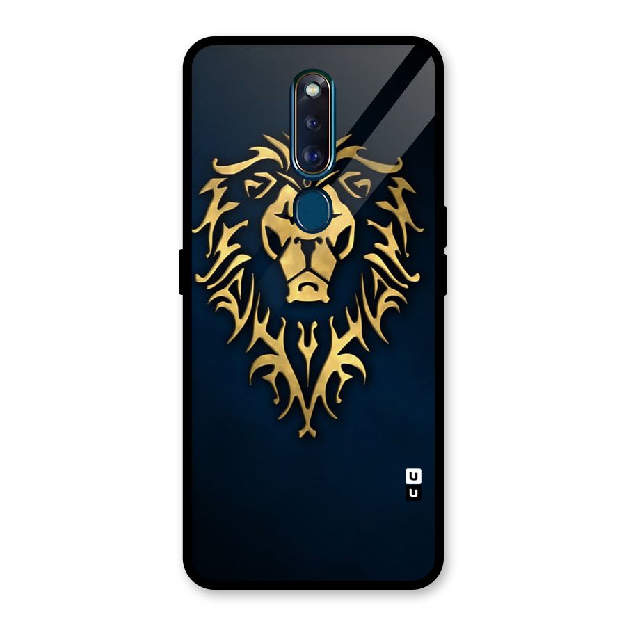 Beautiful Golden Lion Design Glass Back Case for Oppo F11 Pro