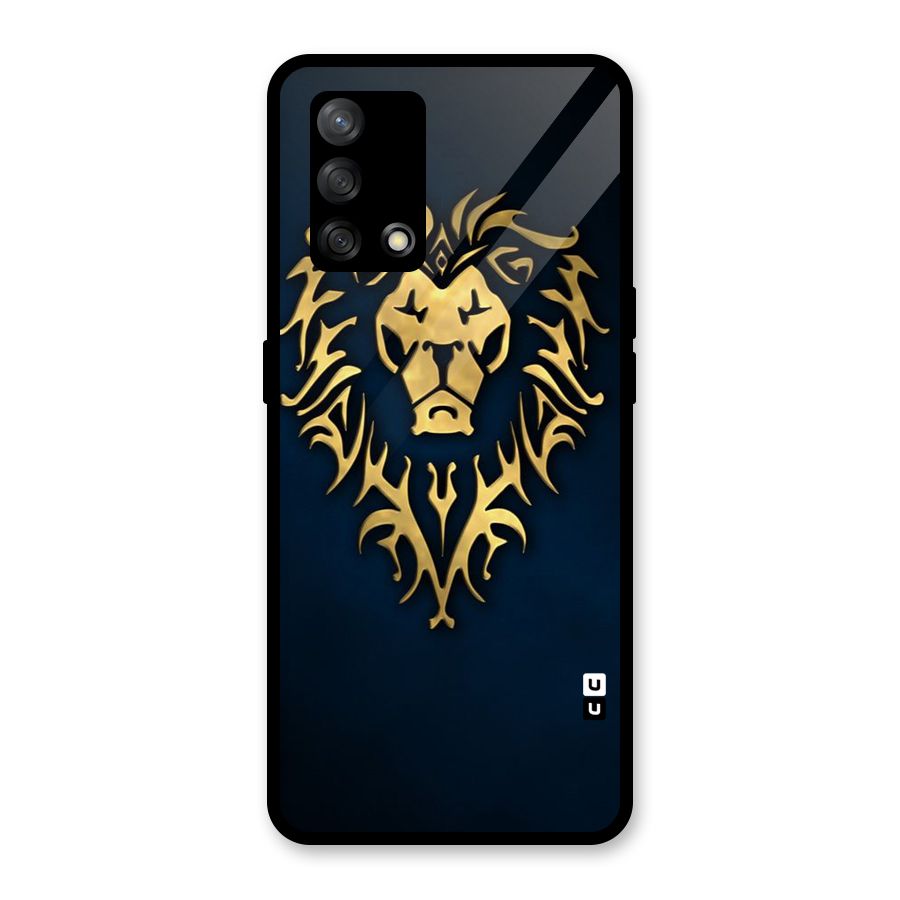 Beautiful Golden Lion Design Glass Back Case for Oppo F19s