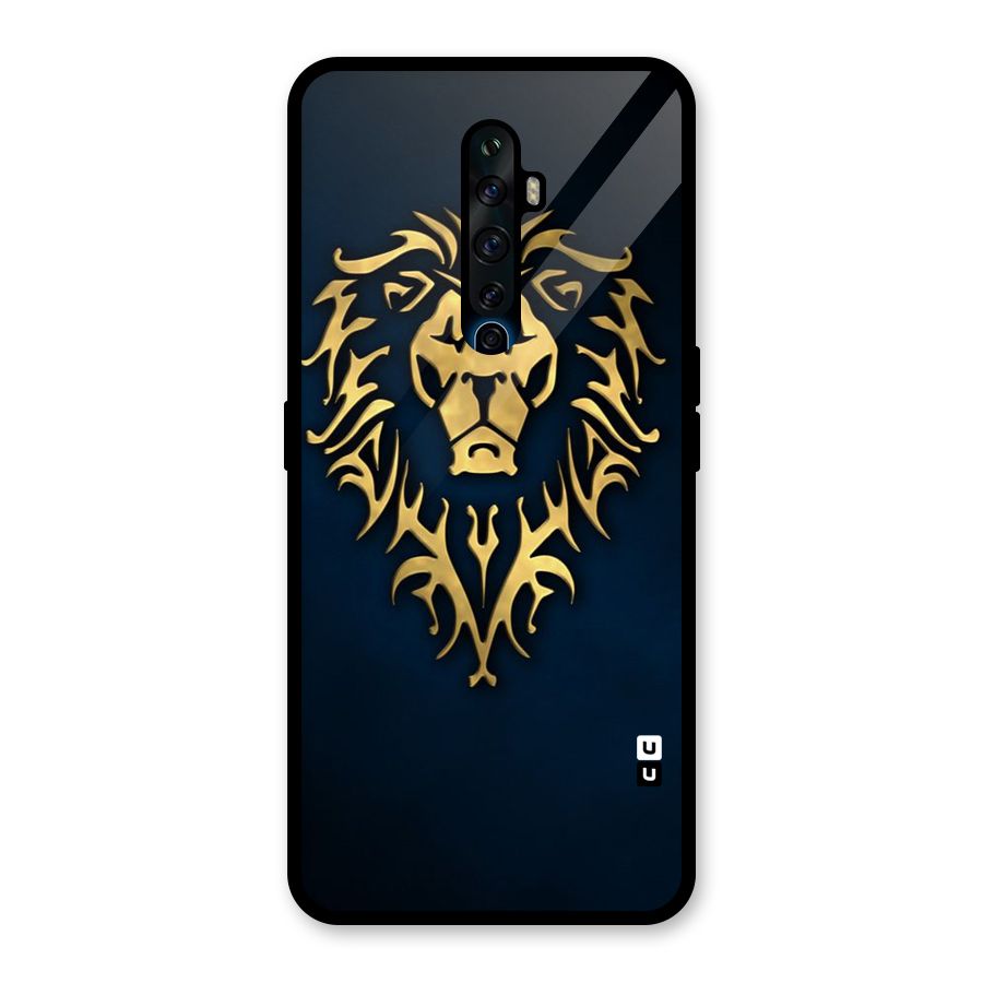 Beautiful Golden Lion Design Glass Back Case for Oppo Reno2 F