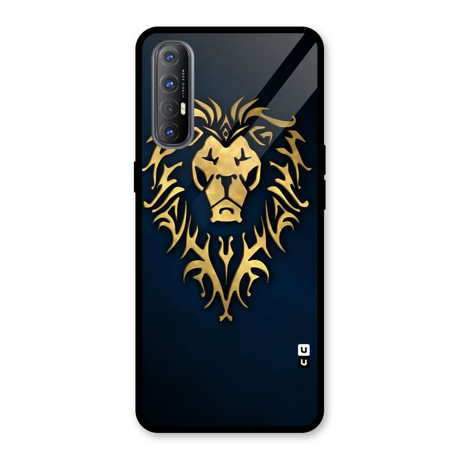 Beautiful Golden Lion Design Glass Back Case for Oppo Reno3 Pro