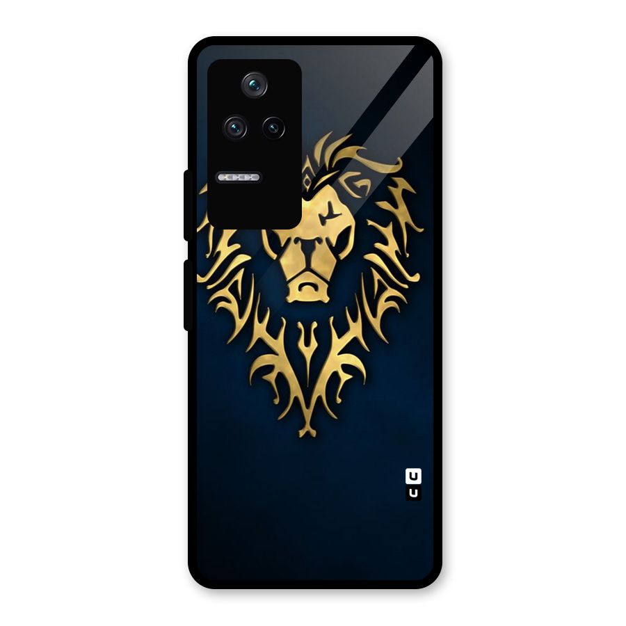 Beautiful Golden Lion Design Glass Back Case for Poco F4 5G