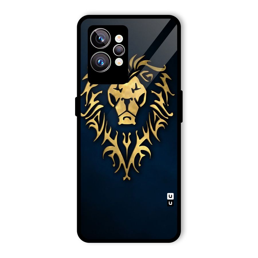 Beautiful Golden Lion Design Glass Back Case for Realme GT2 Pro