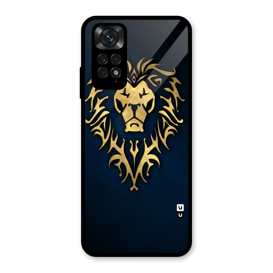 Beautiful Golden Lion Design Glass Back Case for Redmi Note 11