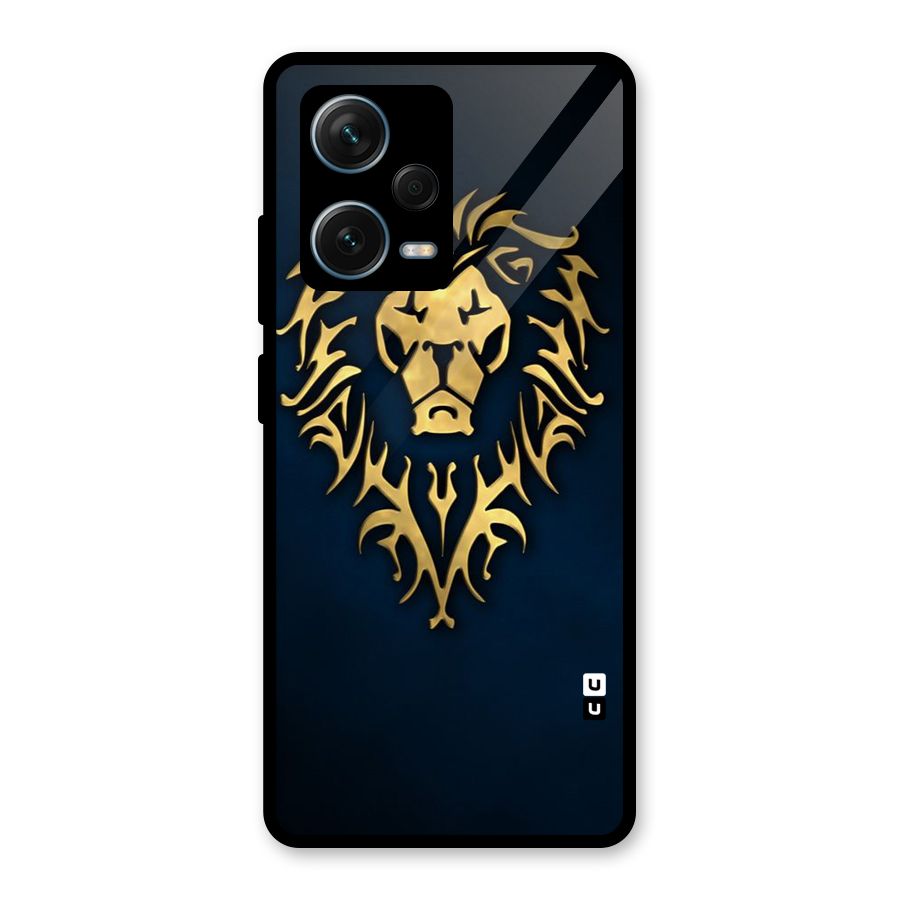 Beautiful Golden Lion Design Glass Back Case for Redmi Note 12 Pro Plus 5G