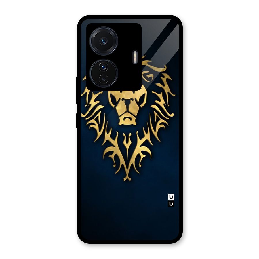 Beautiful Golden Lion Design Glass Back Case for Vivo T1 Pro