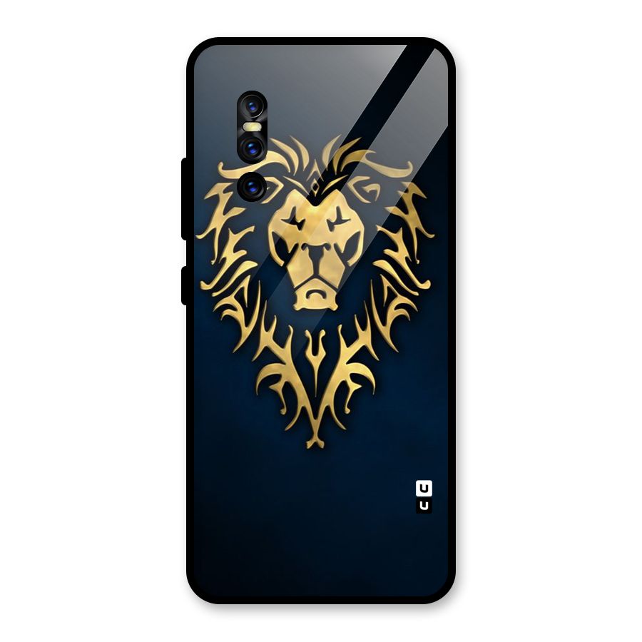 Beautiful Golden Lion Design Glass Back Case for Vivo V15 Pro