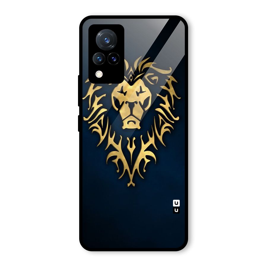 Beautiful Golden Lion Design Glass Back Case for Vivo V21 5G