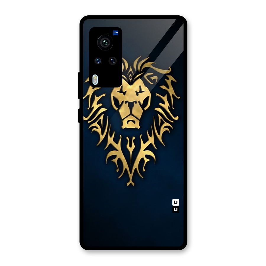 Beautiful Golden Lion Design Glass Back Case for Vivo X60 Pro