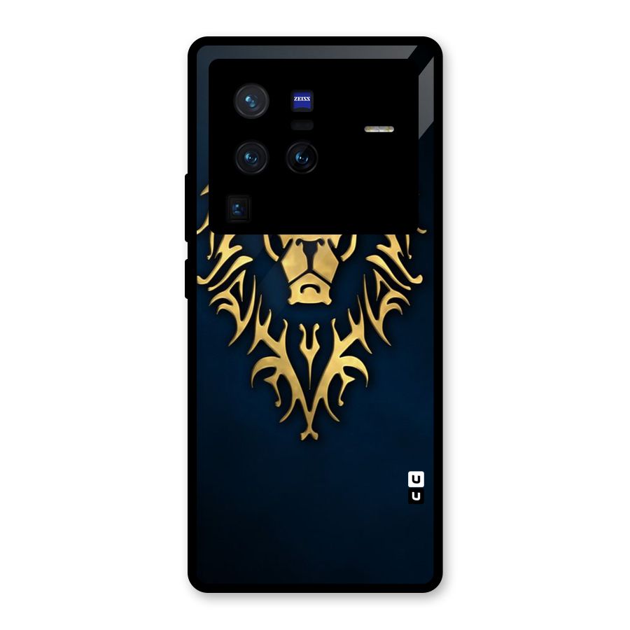 Beautiful Golden Lion Design Glass Back Case for Vivo X80 Pro