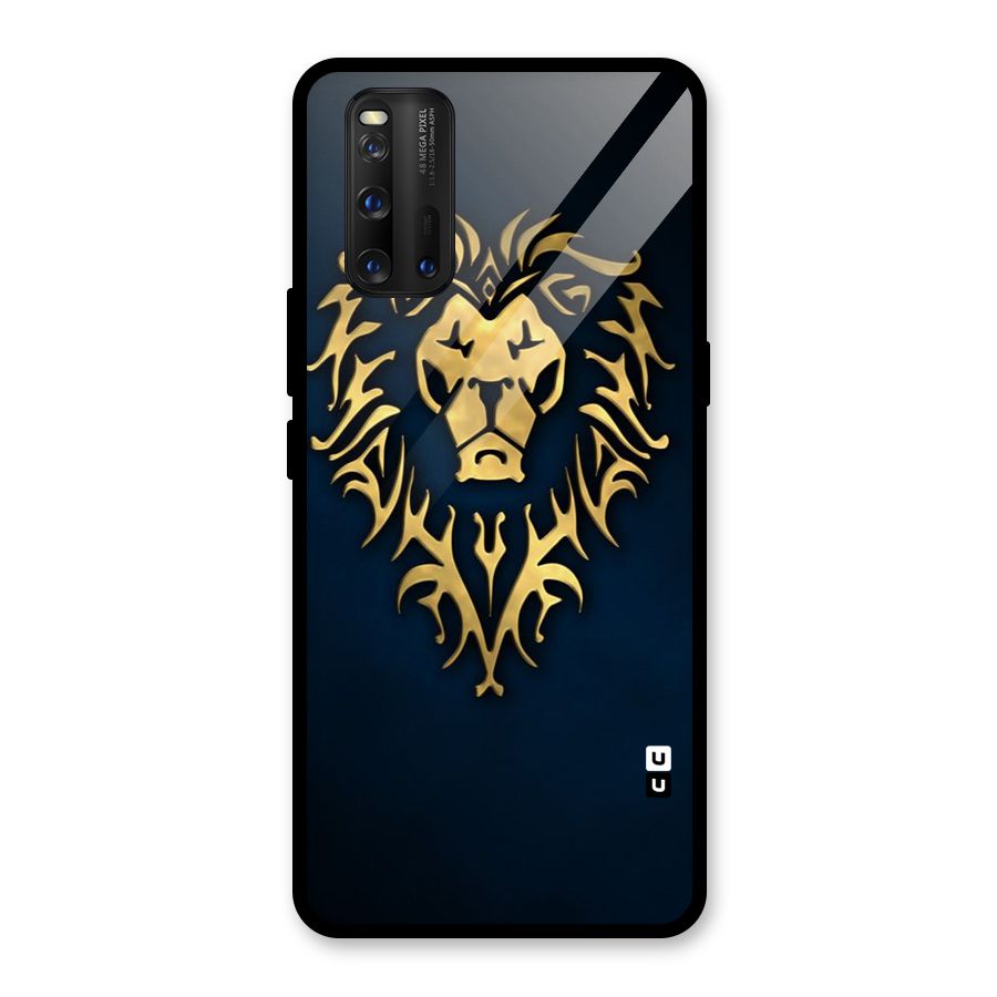 Beautiful Golden Lion Design Glass Back Case for Vivo iQOO 3