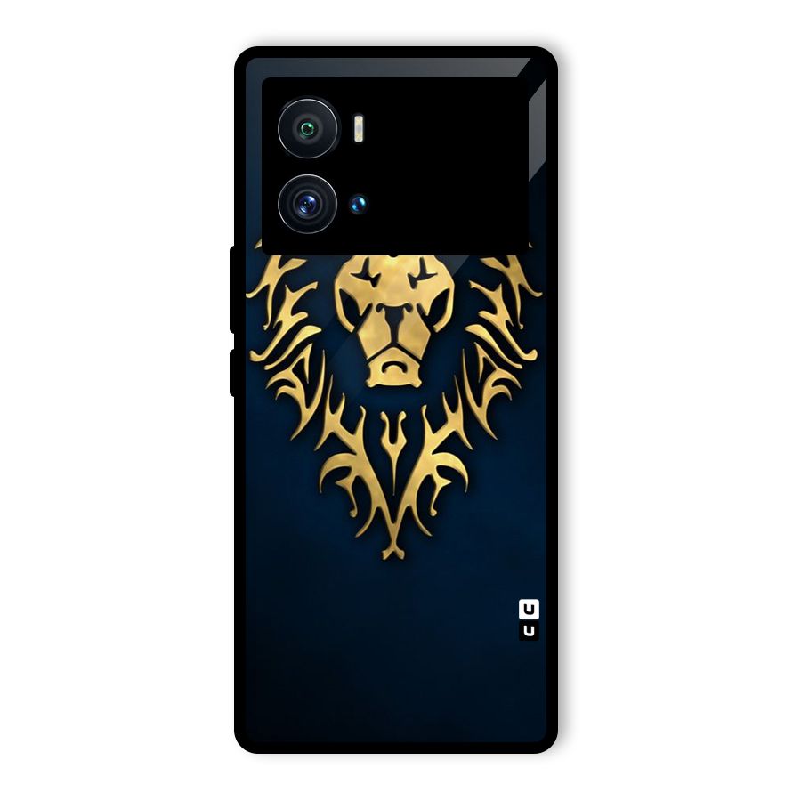 Beautiful Golden Lion Design Glass Back Case for Vivo iQOO 9 Pro