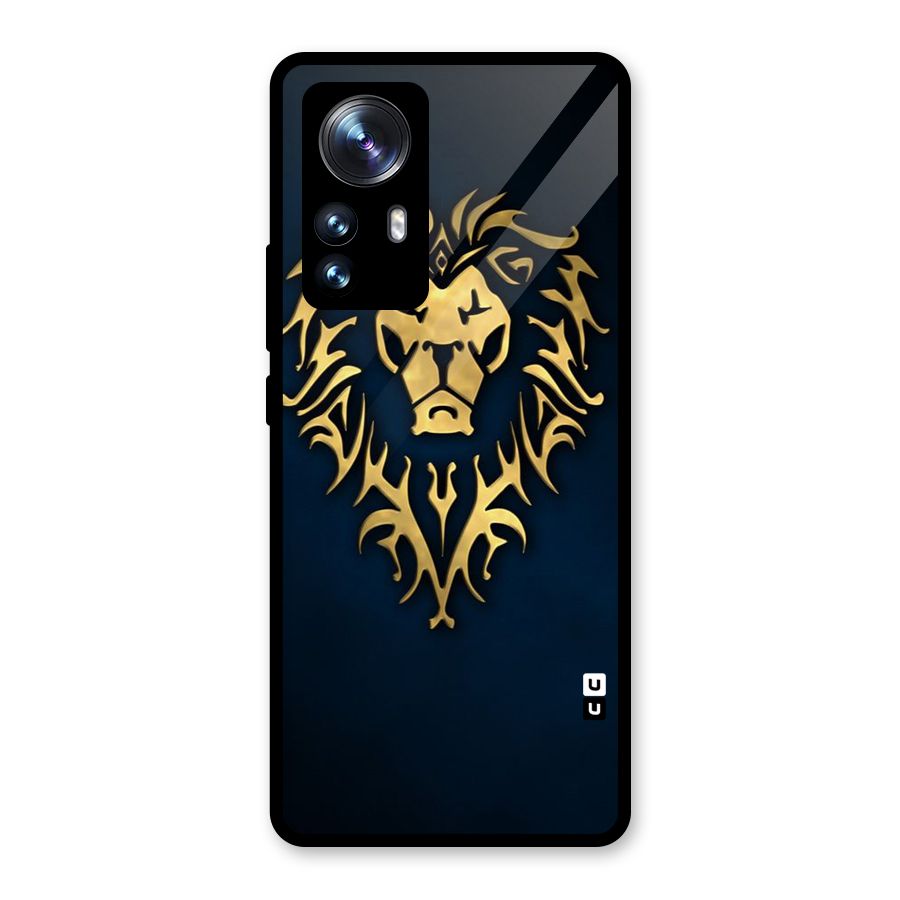 Beautiful Golden Lion Design Glass Back Case for Xiaomi 12 Pro