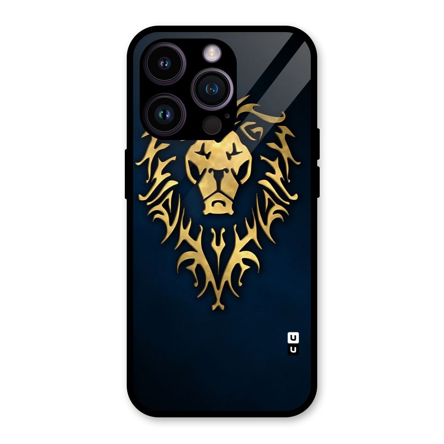 Beautiful Golden Lion Design Glass Back Case for iPhone 14 Pro