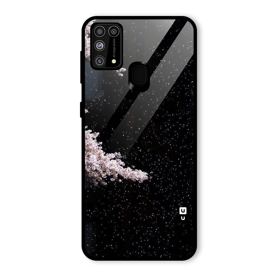 Beautiful Night Sky Flowers Glass Back Case for Galaxy F41
