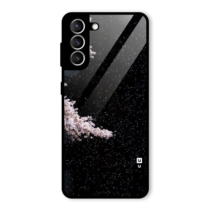 Beautiful Night Sky Flowers Glass Back Case for Galaxy S21 5G