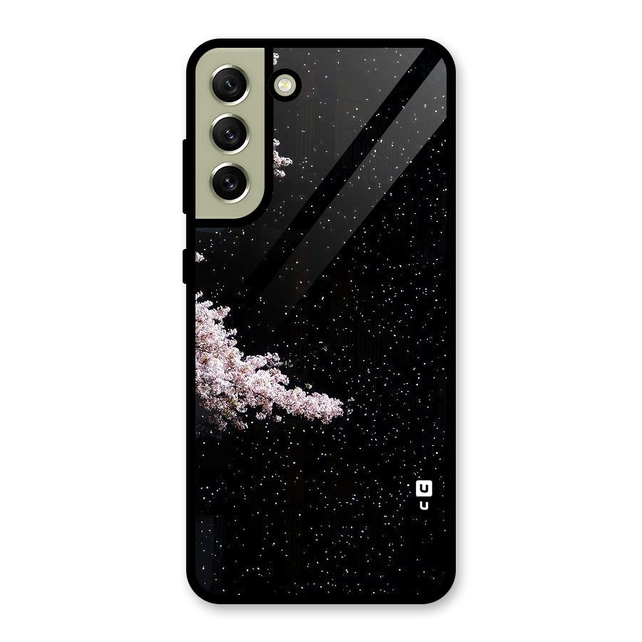 Beautiful Night Sky Flowers Glass Back Case for Galaxy S21 FE 5G