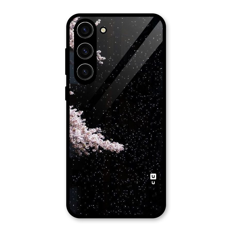 Beautiful Night Sky Flowers Glass Back Case for Galaxy S23 Plus