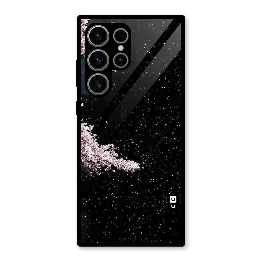 Beautiful Night Sky Flowers Glass Back Case for Galaxy S23 Ultra