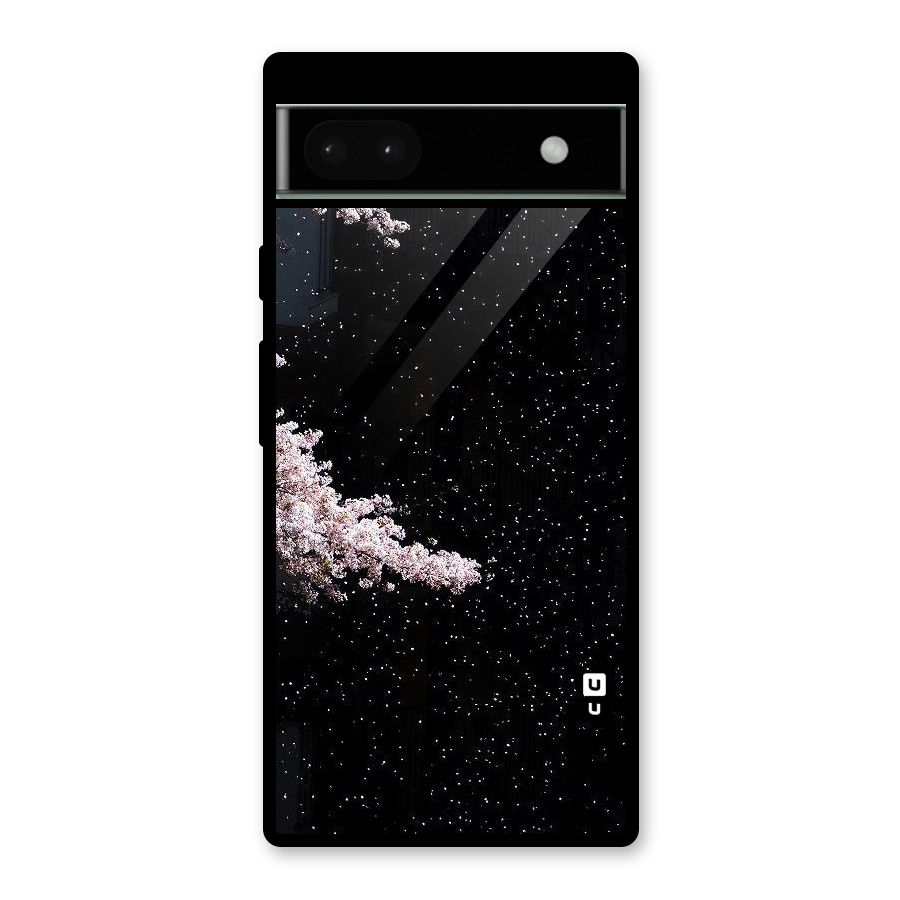Beautiful Night Sky Flowers Glass Back Case for Google Pixel 6a