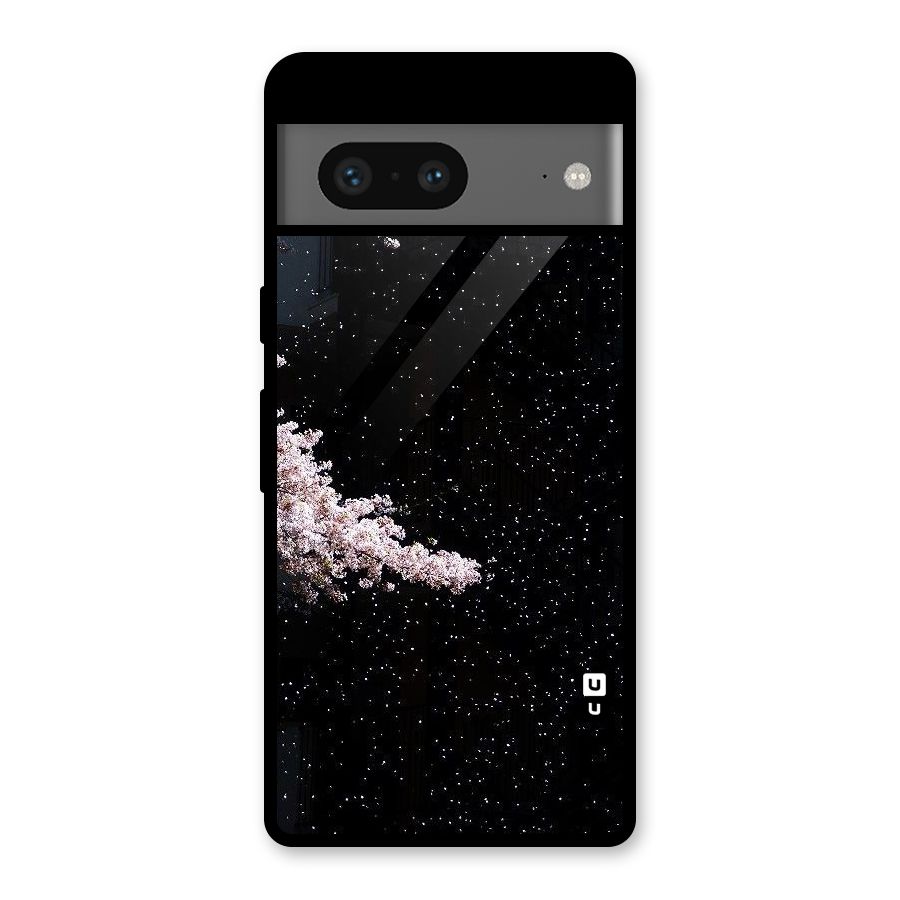 Beautiful Night Sky Flowers Glass Back Case for Google Pixel 7