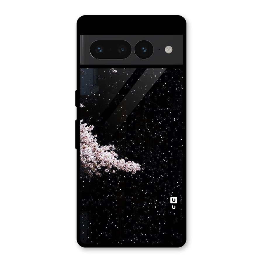 Beautiful Night Sky Flowers Glass Back Case for Google Pixel 7 Pro