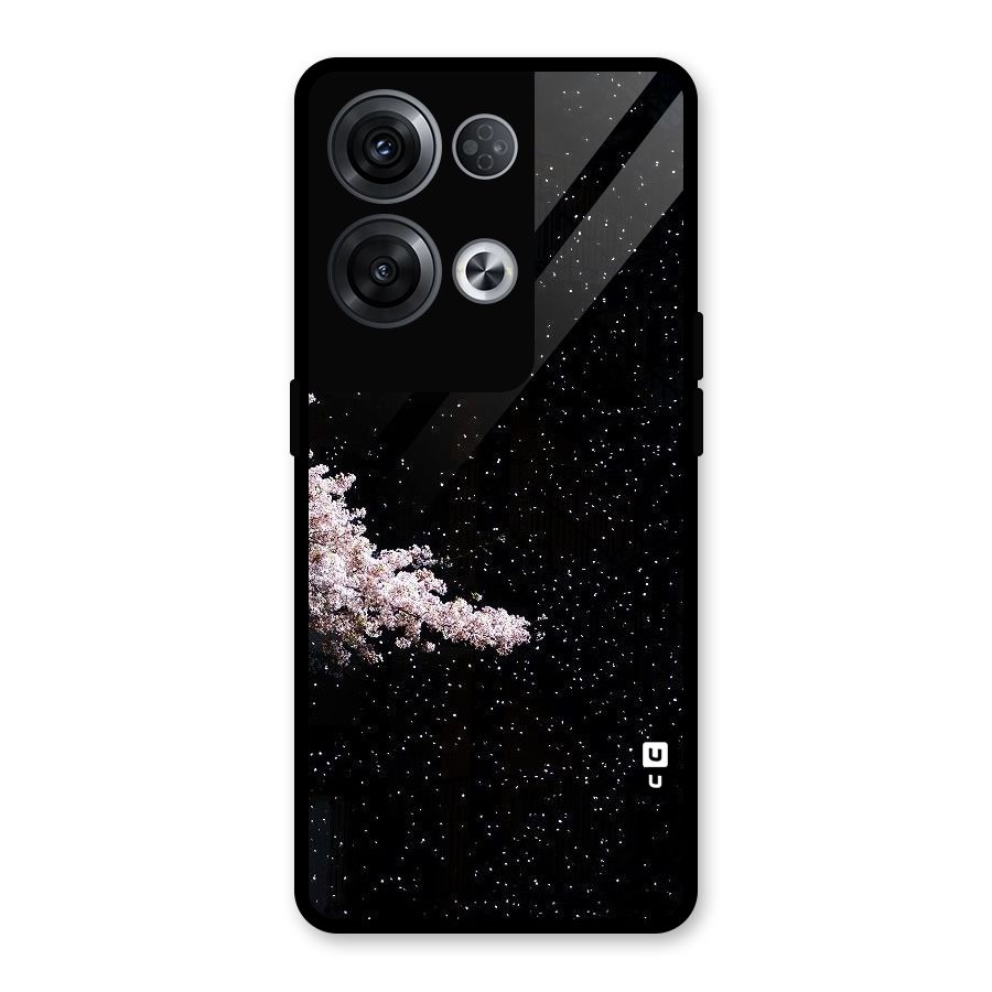 Beautiful Night Sky Flowers Glass Back Case for Oppo Reno8 Pro 5G