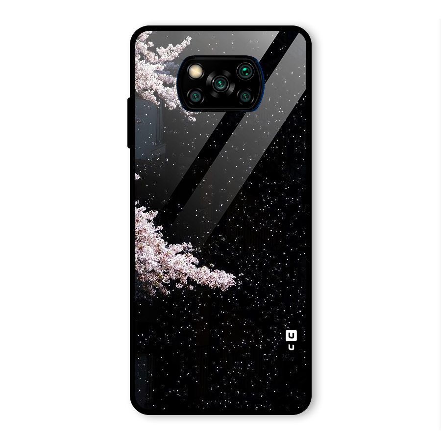 Beautiful Night Sky Flowers Glass Back Case for Poco X3 Pro