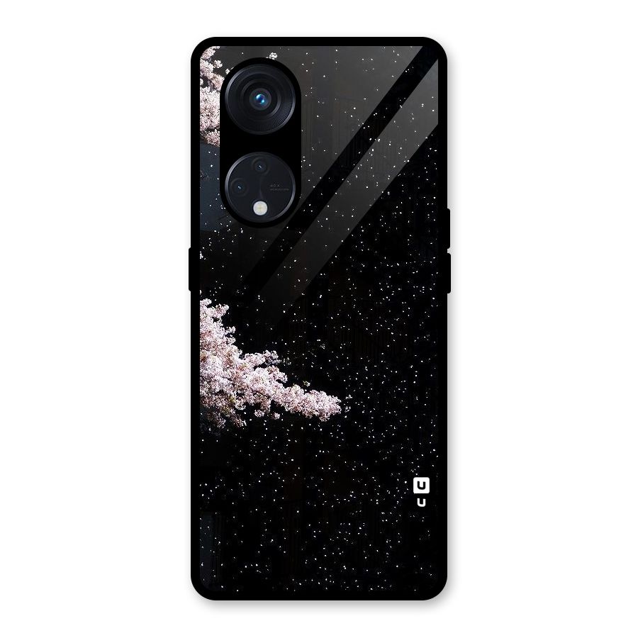 Beautiful Night Sky Flowers Glass Back Case for Reno8 T 5G