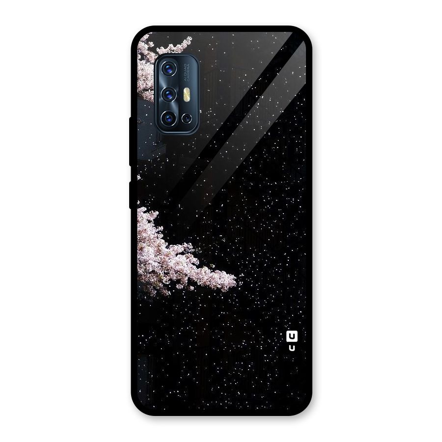 Beautiful Night Sky Flowers Glass Back Case for Vivo V17