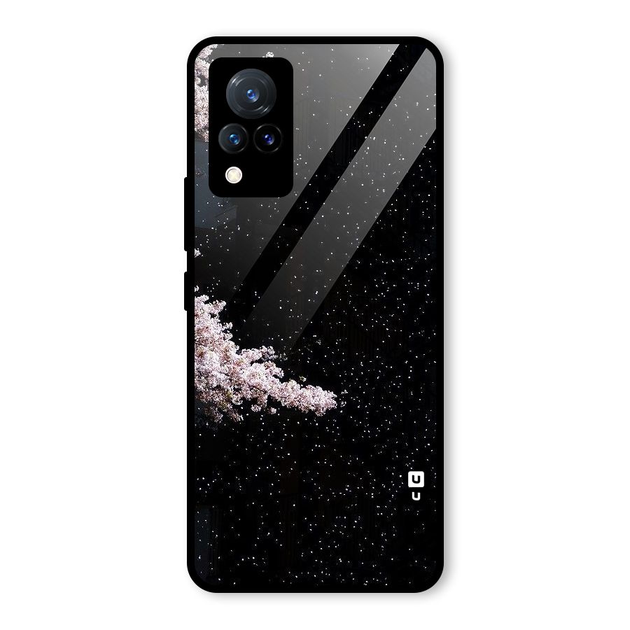 Beautiful Night Sky Flowers Glass Back Case for Vivo V21 5G
