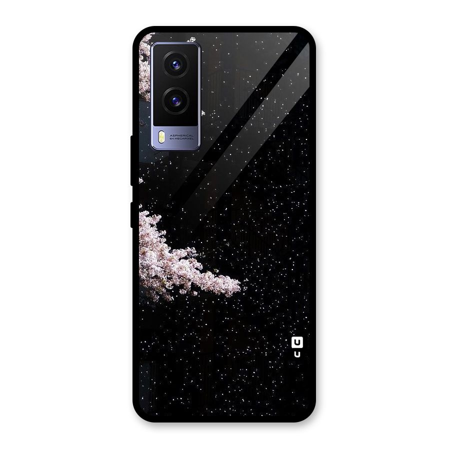 Beautiful Night Sky Flowers Glass Back Case for Vivo V21e 5G