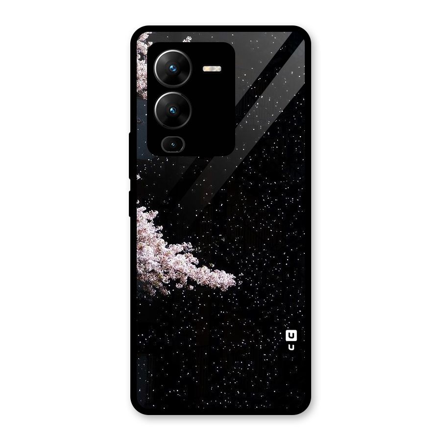 Beautiful Night Sky Flowers Glass Back Case for Vivo V25 Pro