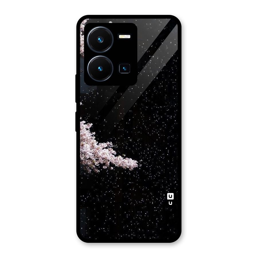 Beautiful Night Sky Flowers Glass Back Case for Vivo Y35