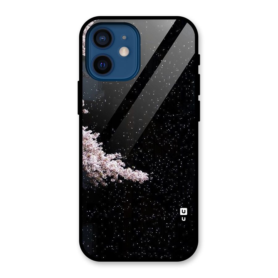 Beautiful Night Sky Flowers Glass Back Case for iPhone 12 Mini